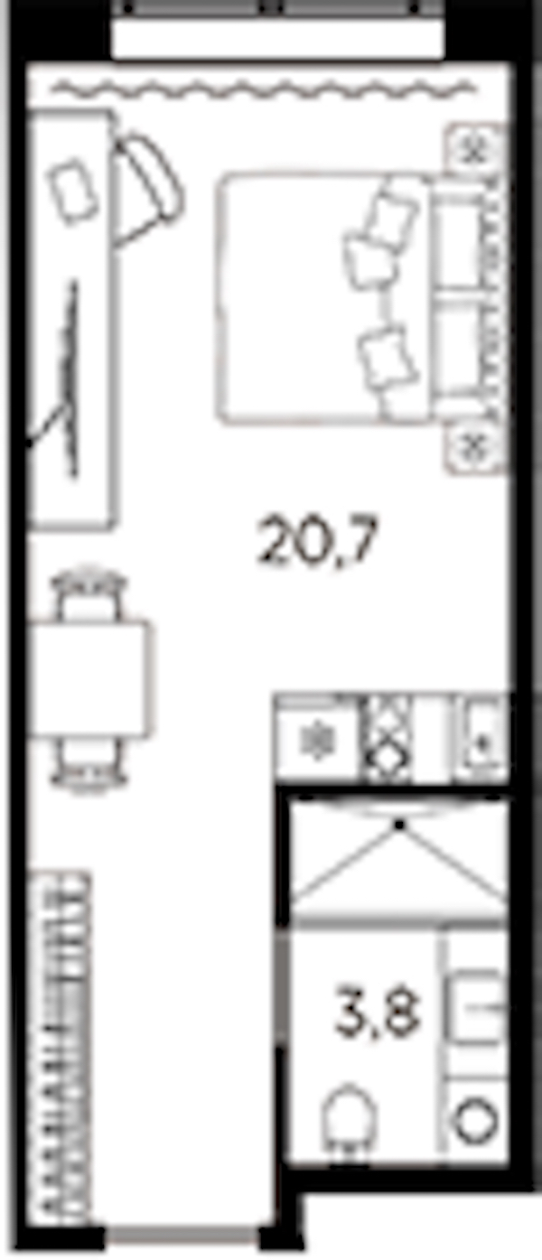 Квартира студия 24.5 м², 7/13 эт., ЖК «AVENIR Industrial»